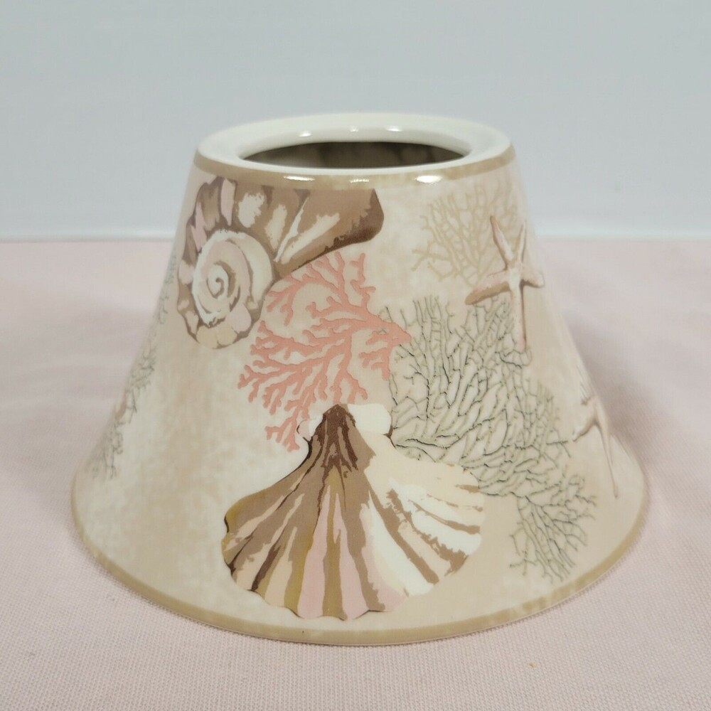 Yankee Candle Topper Jar Shade Sea Shell Starfish Beach Pink Ceramic 4X6"